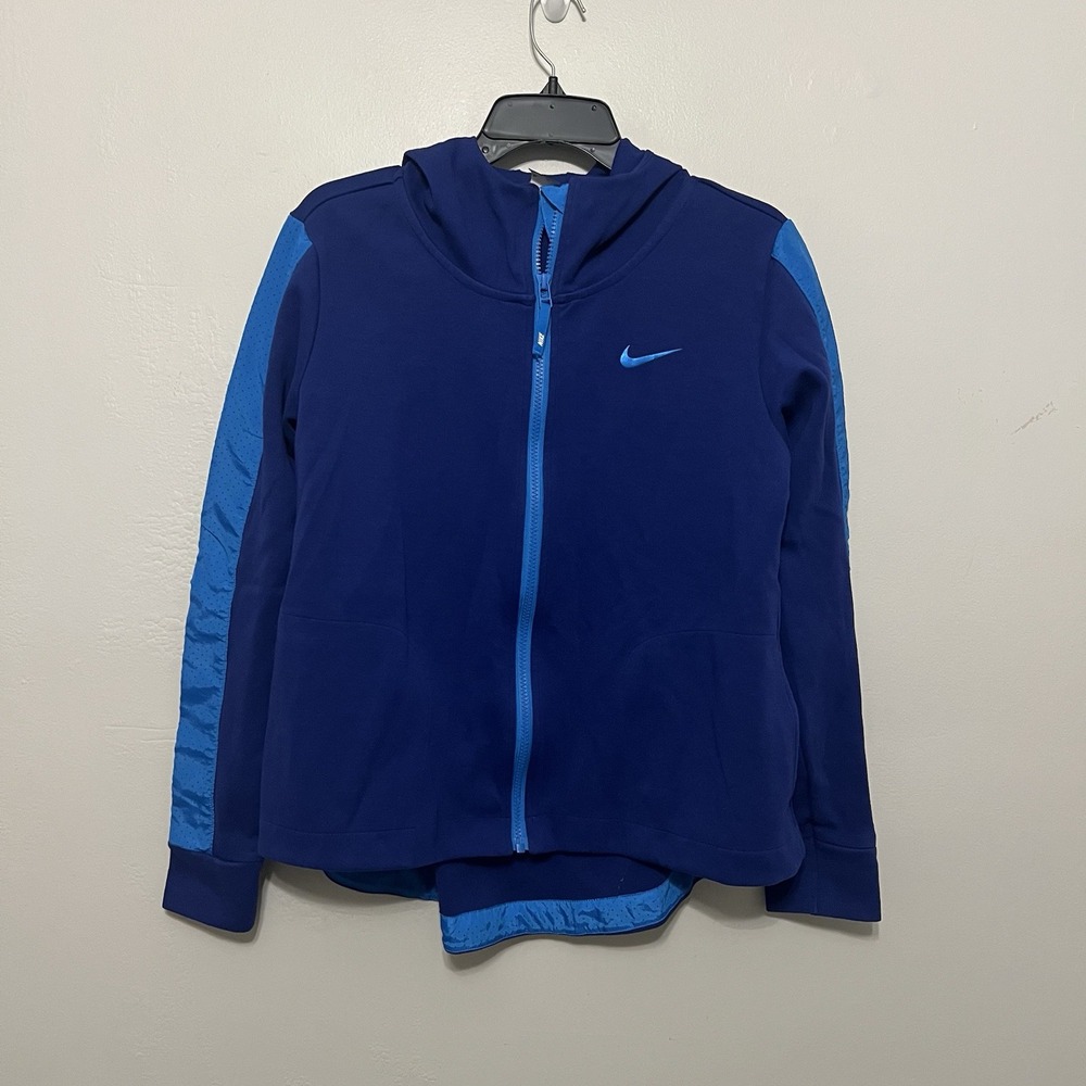 NIKE Womens Cotton Blend Full Zip Training Hoodie Pockets Athletic Jacket M‎